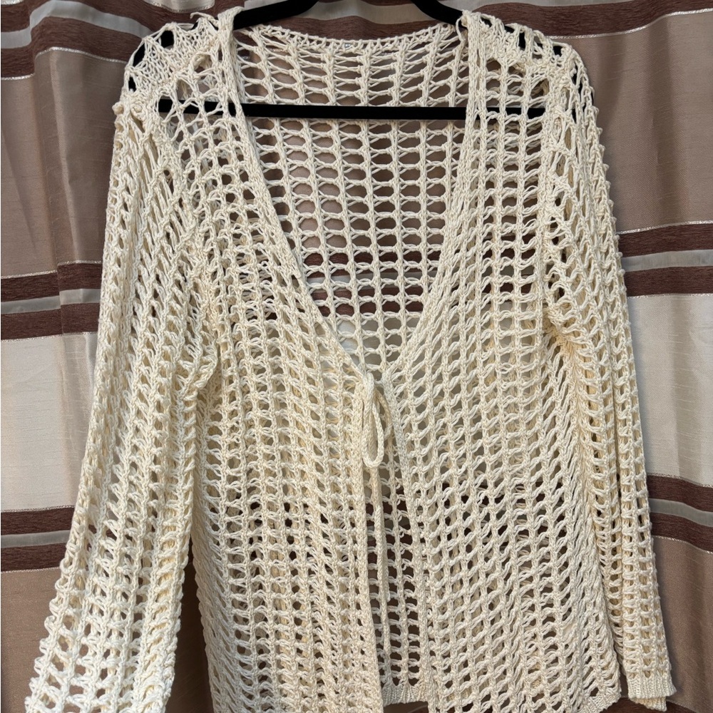 Cream Open-Knit Sweater